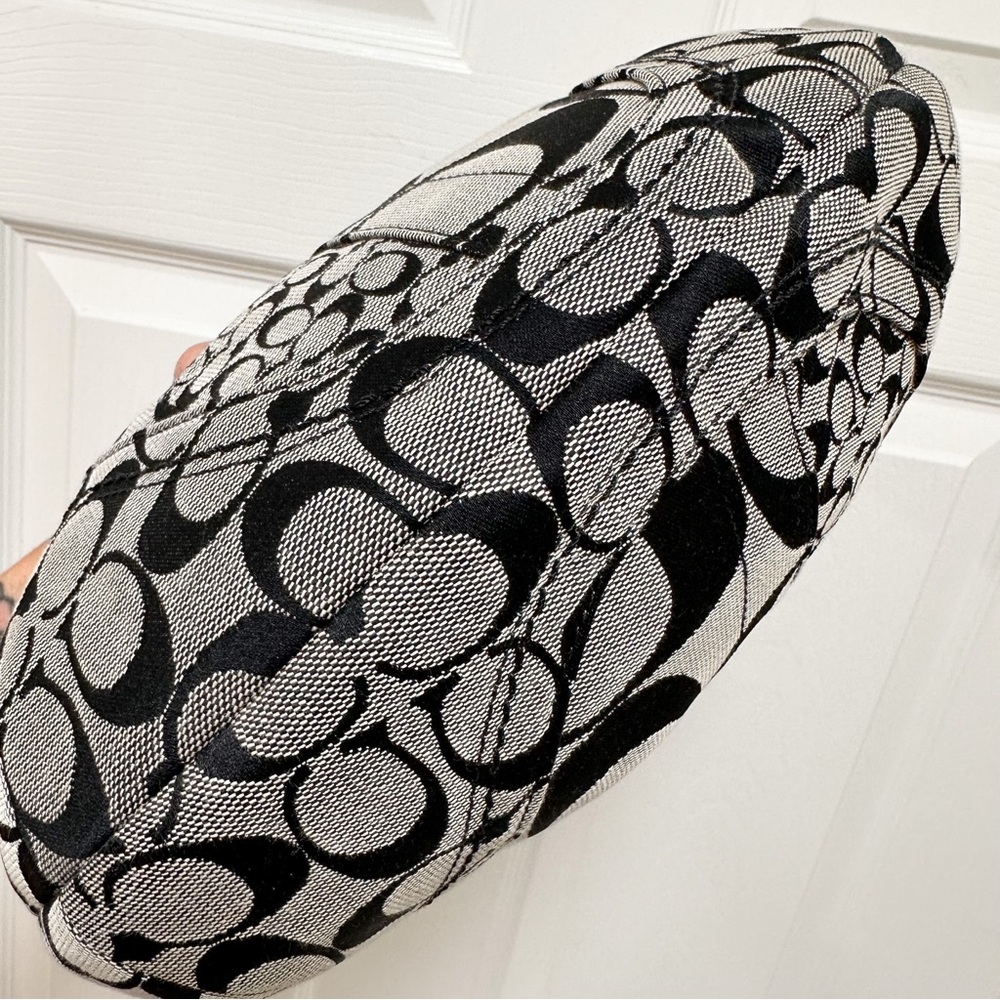 Coach Signature Vintage Patchwork Hobo Black Grey Jacquard & Black Leather - Picture 5 of 9